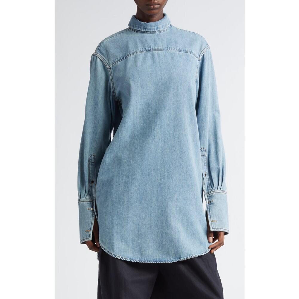 Dries Van Noten Corso long reversed denim shirt